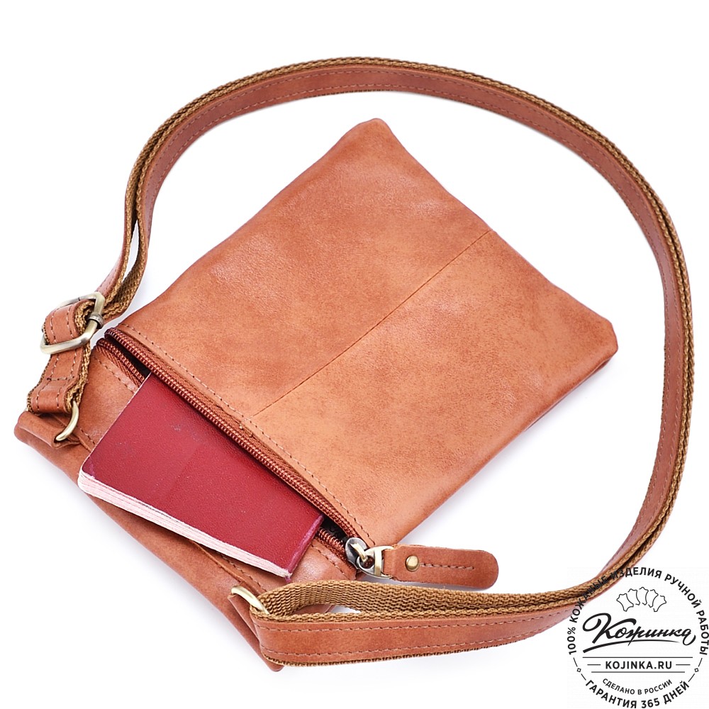 Кожаная сумка "Аллен макси" (рыжая гладкая кожа)